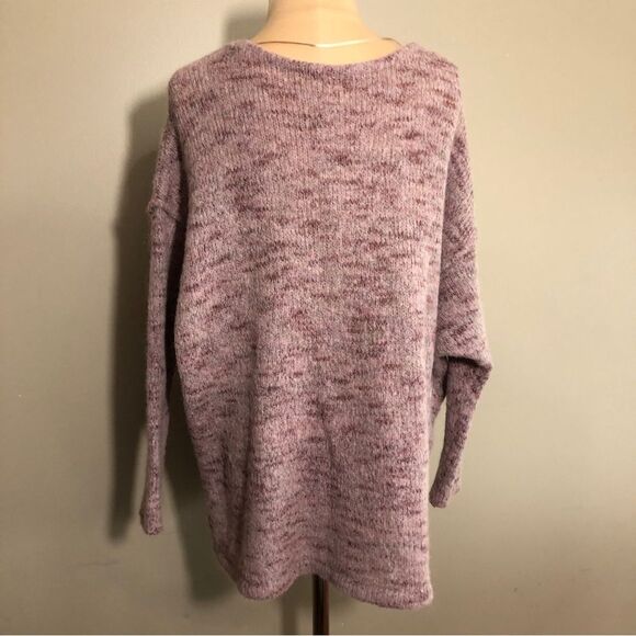 Free People Sweater Womens Large Pink Dolman Sleeve Alpaca Mohair Blend Deep V - Picture 9 of 13